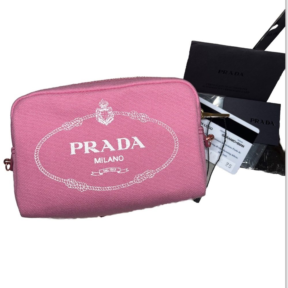 Authentic prada canapa logo pouch converted into crossbody/sling/shoulder bag - Picture 5 of 17